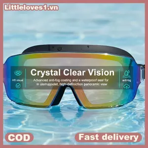 Littleloves1 Kính bơi dành cho người lớn có ống kính chuyển màu lớn Chống sương mù Bảo vệ tia cực tím cho nam nữ Kính bơi để tập luyện và đua xe VN