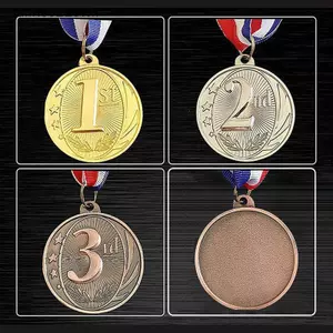 Giải thưởng SRVN 1 mảnh Huy chương người chiến thắng bằng kim loại cho trò chơi bóng Huy chương vàng / bạc / đồng 5cm Phần thưởng học sinh với ruy băng Ne.