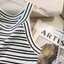 Áo Vest dệt kim ngắn sọc không tay mùa hè Hot Girl Slim-fit