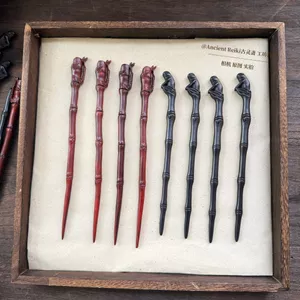 WHX [Zhulou Ji] Kẹp tóc gỗ đàn hương tự nhiên 18cm Gỗ đàn hương tím Kẹp tóc tre Phụ kiện tóc Trung Quốc mới Kẹp tóc cổ