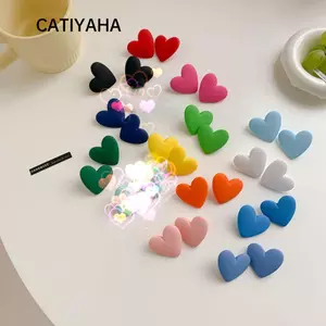 CATIYAHA Heart Stud Bông Tai Quà Tặng Hợp Thời Trang Sáng Tạo Dành Cho Nữ Vintage