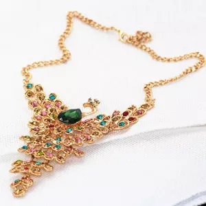 Hàng Ngày Đẹp Phóng Đại Tinh Tế Con Công Full Kim Cương Vòng Cổ Nữ Retro Hợp Kim Kẽm Xương Đòn Dây Chuyền Áo Len Dây Xích Phụ Kiện N202026-6-11
