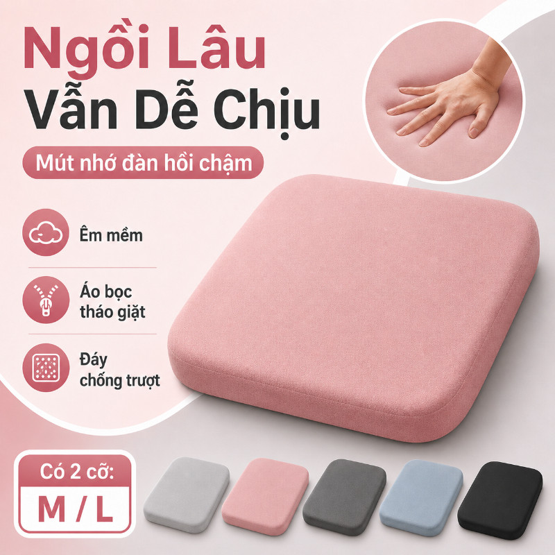 Đệm Ngồi Ghế Cao Su Non Thoáng Khí Siêu Đàn Hồi, Giảm Đau Mỏi, Dùng Cho Văn Phòng Xe Hơi Học Sinh Tiện Lợi