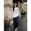 （Giao hàng 24h）Angela Áo Thun Oversize, In Lụa Hình Gấu Trắng Dễ Thương Cổ Tròn Chất Liệu Cotton Cao Cấp Chính Hãng B244