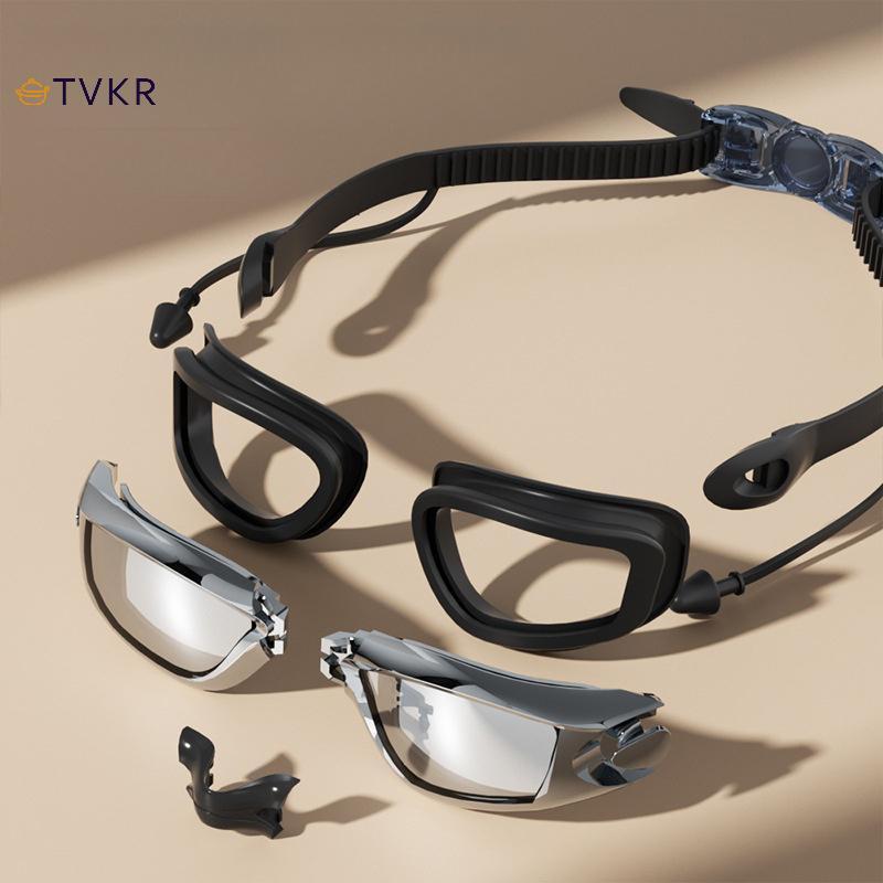 TVKR Kính Bơi Cắm Tai Bơi Kính Chống Thấm Nước Chuyên Nghiệp HD Chống Sương Mù UV Silicone Có Thể Điều Chỉnh Kính Nam Kính Trong Suốt OIK