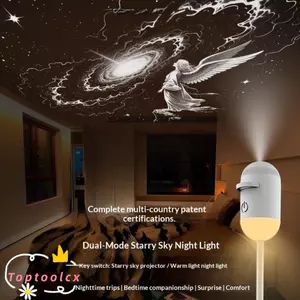 Máy chiếu TOPTOOLCX Galaxy Star, Máy chiếu bầu trời đầy sao có thể điều chỉnh độ sáng chạy bằng USB, Điều khiển cảm ứng Di động 360° Đèn ngủ máy chiếu sao xoay Quà tặng người lớn cho trẻ em