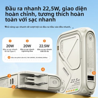 Sạc dự phòng không dây từ tính được chứng nhận Remax 3c 20000mAh đi kèm cáp sạc nhanh có phích cắm