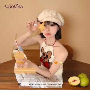 AqToCna Panama Bốn Mùa Nữ Dễ Thương Retro Hình Bát Giác Mũ Nồi Đa Năng Du Lưỡi Họa Sĩ Mũ AqToCna