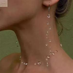 Bông tai Dewdrop AWNGD, Vòng cổ Dewdrop thủ công trong suốt, Dây chuyền xương đòn Tua rua Tối giản Pha lê Dew Bông tai mưa Quà tặng trang sức