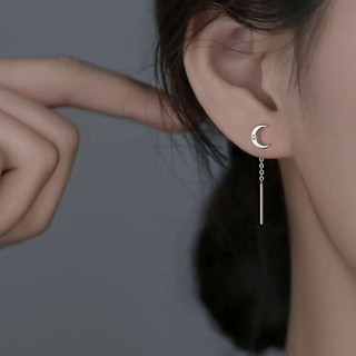 S925 Bạc Ngôi Sao Mặt Trăng Tai Dòng Thời Trang Đơn Giản Nữ Trang Sức Quà Tặng Hàng Ngày