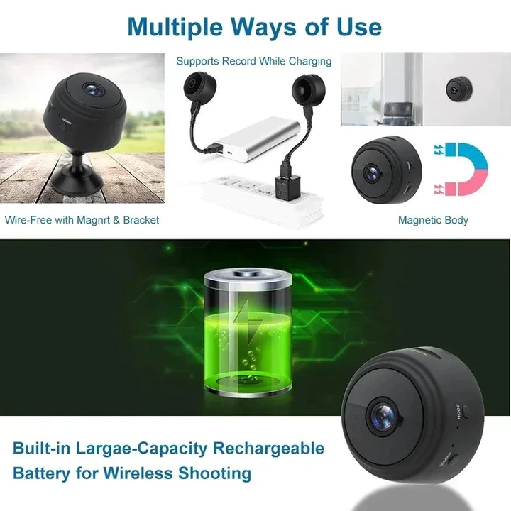 Camera A9 HD Mạng không dây WIFI Camera gia đình 1080p Thể thao ngoài trời Tầm nhìn ban đêm Camera hồng ngoại – 4