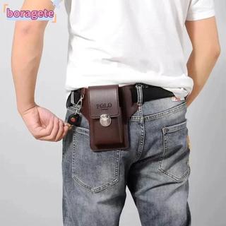 Gói thắt lưng điện thoại BORAGETE, Thắt lưng nam PU màu trơn, Túi đựng thẻ
