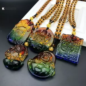 KUZHEN Phong Cách Trung Hoa Ba Màu Quan Âm Phật Nelace Mặt Dây Chuyền Linh Vật Tinh Tế Áo Len Dây Chuyền Trang Sức Thời Trang Ngày Lễ Quà Tặng HOT