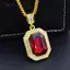 AqToCna Kẻ Sọc Kim Cương Vuông Ruby Nelace Hip Hop Nam Mặt Dây Chuyền Đá Đỏ Mặt Dây Chuyền Trang Sức Vintage Trang Phục Phụ Kiện AqToCna