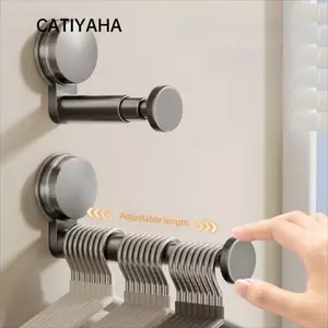 CATIYAHA Giá Gấp, Giá Treo Lắp Đặt Cốc Hút Có Thể Thu Vào, Chất Lượng Không Rỉ Đa Chức Năng Có Thể Điều Chỉnh Chiều Dài Móc Treo Hộp Đựng Nhà