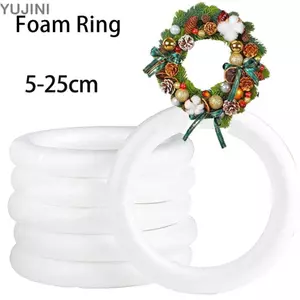 YUJINI 1 Vòng hoa thủ công DIY, Vòng xốp trắng tròn, Polystyrene bền cho đồ thủ công Giáng sinh 5 / 7 / 8 / 10 / 12 / 15 / 17 / 20cm Trang trí tiệc cưới