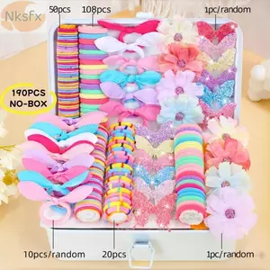 Dây Buộc Tóc NKSFX, Hoa Đầy Màu Sắc Liền Mạch Bướm Bé Gái Bộ Phụ Kiện Tóc, Đàn Hồi Lấp Lánh Đuôi Ngựa Giữ Bé Gái Mặc Hàng Ngày
