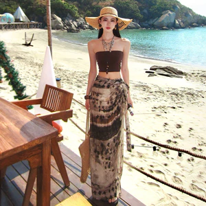 Đồ Bơi Nữ Chia Ba Mảnh Váy Dài In Hình Thời Trang Slim-Fit Slimmer Look Merad Style Swimsuit Va