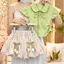 Bé gái (90-170) Áo tay bay nhỏ phong cách mới mùa hè + Bộ đồ hai mảnh thời trang Bud Culottes