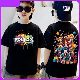 Áo phông mùa hè cho bé trai và bé gái in hình Roblox mát mẻ, được làm từ chất liệu cotton mềm mại, thoải mái