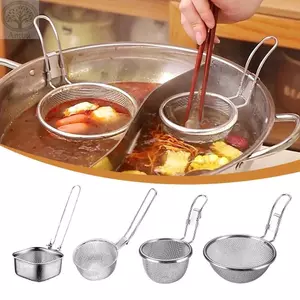 Thìa lọc lưới AMLU, Dụng cụ nấu ăn Giỏ sôi lưới mịn, Tay cầm dài bền bỉ Nồi nóng bằng thép không gỉ có thể tái sử dụng Bộ đồ ăn nhà bếp