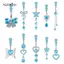 AqToCna Pha Lê Xanh Zircon Bụng Nút Nhẫn Tòn Ten Trái Tim Bướm Rốn Xuyên Thép Không Gỉ Bụng Thanh Cơ Thể Xuyên Trang Sức AqToCna
