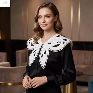 Cổ áo giả ren thêu ZENZON, Cổ hoa rỗng bằng vải Polyester, Áo sơ mi cổ giả trang trí hạt ngọt ngào có thể tháo rời sành điệu