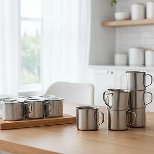 5c Cốc inox có quai cầm, chống rỉ - Cốc inox, Ca inox mini 6.5cm - Phương Trang