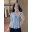 Ren xanh eo hẹp ngọt ngào Thiết kế thời trang Áo giảm tuổi dáng rộng eo hẹp