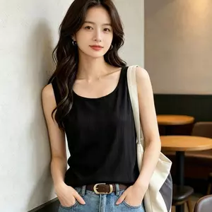 Áo yếm dáng rộng mát mẻ mùa hè dành cho nữ Vỏ không tay lười Flesh Slim-fit Top Phù hợp với mọi phong cách mặc bên trong Áo khoác bên ngoài Áo sơ mi đáy nhẹ nhàng