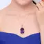 ECK Thời Trang Bạc Thạch Anh Tím Nelaces Vàng Dây Xích Mặt Dây Chuyền Nữ Trang Sức Cưới HOT