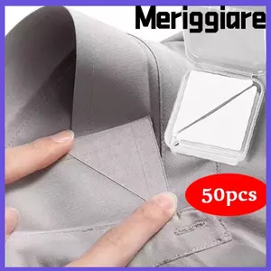 MERIGGIARE 50 CÁI Giá đỡ cổ áo, Miếng đệm cố định cổ vô hình tự dính, Áo sơ mi chống lật PVC tại nhà Hỗ trợ nam giới