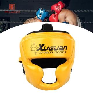 HILABEE Boxing Bảo Vệ Mũ Đội Đầu Có Thể Điều Chỉnh Da PU Che Mặt Đầu Bánh Răng Cho Sanda Kickboxing Karate Phiên Huấn Luyện