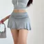 PYCOU Nữ Thấp Tầng Váy, Tích Hợp Quần Short Draped Phía Trước Quần Short An Toàn Váy, Gợi Cảm Viền Nhẹ Màu Trơn Xuân Hè Dạo Phố Trang Phục Thường Ngày