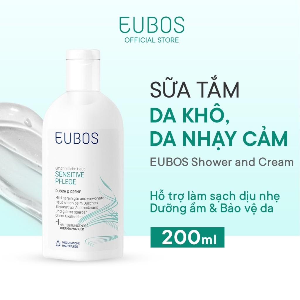 Sữa Tắm Cho Da Khô, Nhạy Cảm EUBOS Sensitive Shower And Cream 200ml