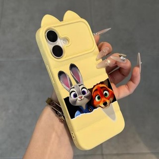 Ốp lưng tai mèo áo lông vũ Zootopia Judy Nick rách giấy chống sốc dễ thương hot cặp iPhone 16/17/15/14/13/12/11/X/XS Max