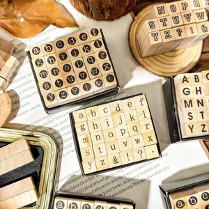 30 Chiếc Retro Tiếng Anh Bộ Chữ Cái Gỗ Tem Thêu Sò DIY Con Dấu Sinh Viên Đa Năng Tem Bộ Giáo Viên