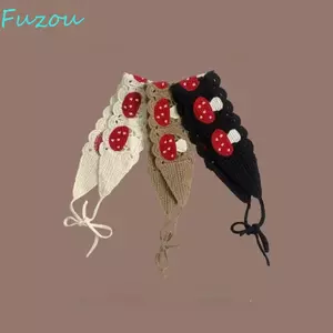 FUJIOU Móc Tóc, Thiết Kế Hoạt Hình Đan Vải Nấm Tóc, Vintage Móc Họa Tiết Headwrap Trang Trí Đan Băng Đô Cô Gái