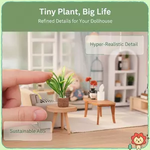 Cây cảnh trồng trong chậu nhân tạo Mini tỷ lệ 1: 12 Cây xanh giả cho nhà búp bê Trang trí nội thất thu nhỏ