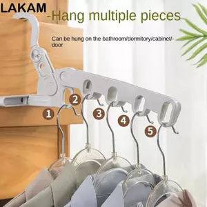 Giá phơi quần áo LAKAM, Thanh treo móc quần áo đa chức năng có thể gập lại, Thanh treo móc quần áo năm lỗ có thể điều chỉnh góc di động Ký túc xá