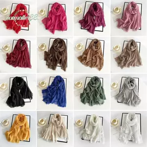 Khăn choàng Turban CATMALLER88, Khăn trùm đầu thoáng khí cỡ lớn, Khăn trùm đầu màu trơn nhăn nheo