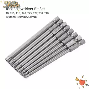 NOTE1 8 CÁI Đầu lục giác Allen Bộ mũi khoan cờ lê, Bộ mũi tuốc nơ vít Torx 100mm 150mm 200mm T8-T40, Phụ kiện phần cứng Sử dụng mũi khoan lục giác bằng điện 1 / 4 Inch