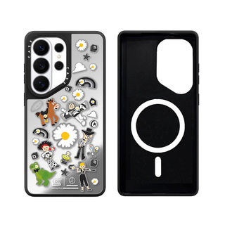 Ốp điện thoại cứng gương cầu vồng màu đen từ tính cho Samsung Galaxy S26 25 24 23 UItra S26 25 24 23 Plus Vỏ bảo vệ chống sốc