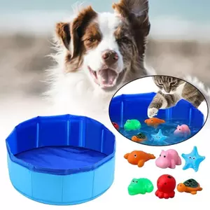 Top Có Thể Gập Lại Chó Mèo Lưu Vực Nước Chống Trượt Đáy 6 Đồ Chơi Bao Gồm Bể Tắm