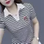 Áo thun sọc ngắn tay mới 2026 dành cho nữ, Áo sơ mi Polo cổ tròn đa năng thời trang