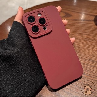 Tương Thích Cho iPhone 16e 16 15 14 Plus 13 Mini 12 11 Pro XS Max Ốp Điện Thoại Đơn Giản Màu Đen Trắng Rượu Vang Đỏ Nâu Mờ Vỏ Mềm