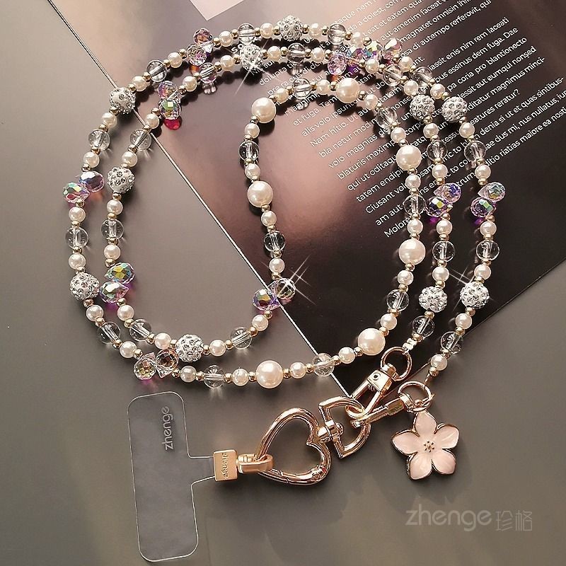 Phụ Kiện Điện Thoại Di Động Sang Trọng Cao Cấp Nhấp Nháy Kim Cương Điện Thoại Di Động Dây Xích Dài Đeo Ngang Dây Đeo Đính Hạt Màu Hồng Dây Chuyền Túi Mặt Dây Chuyền Điện Thoại Di Động Đa Năng