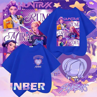 2025 Mới Kpop Demon Hunters Áo Thun Trẻ Em -Kpop Huntrix Mira, Rumi, Zoey Tay Ngắn Top Tee