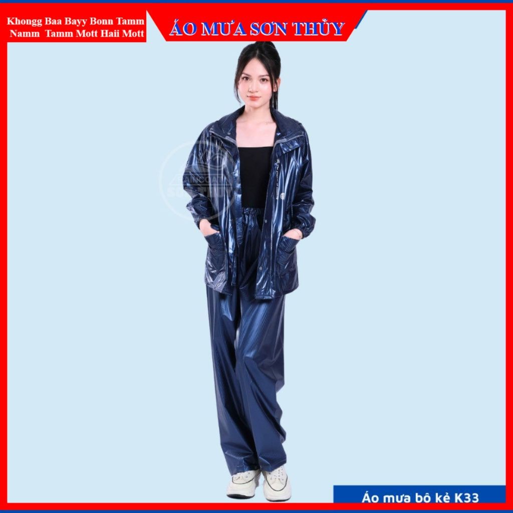 Bộ áo mưa nhựa PVC kiểu mới K33 Sơn Thủy, Siêu dai, Siêu chống thấm, nhựa nguyên sinh không mùi aomuasonthuyhn