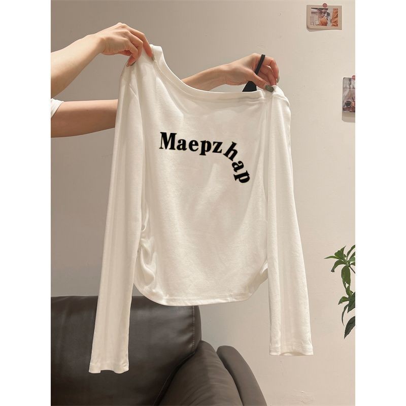 Milyfashion Dây Đeo Vai chéo Khâu Tay Dài T Giả Hai Mảnh Không Dây Màu Xám Đi Lại Thường Ngày Hàng Đầu Hợp Thời Trang Quần Áo Nữ